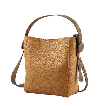 Ladies genuine leather bucket bag luxury cowhide handbag shoulder bag crossbody bag goes with anything