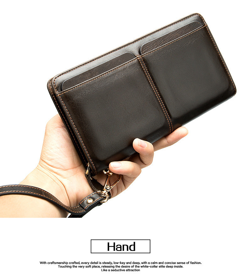 Men's long wallet cowhide clutch bag business wallet for men 