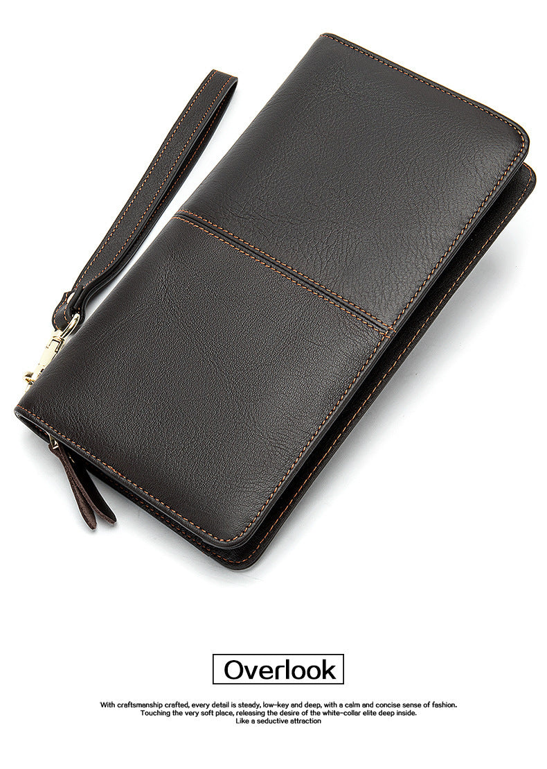 Men's long wallet cowhide clutch bag business wallet for men 