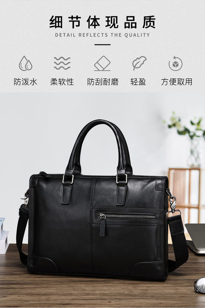 Men's handbag, handbag, genuine leather, cowhide, computer bag, business briefcase 