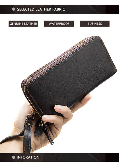 Men's long wallet double zipper card bag coin purse card holder business wallet for men 