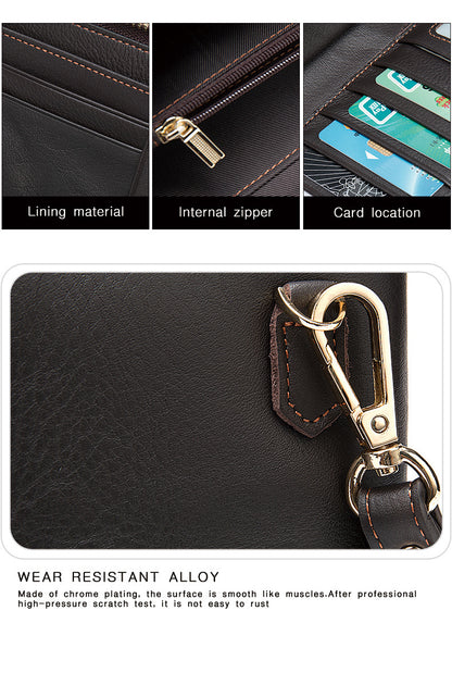 Men's long wallet double zipper card bag coin purse card holder business wallet for men 