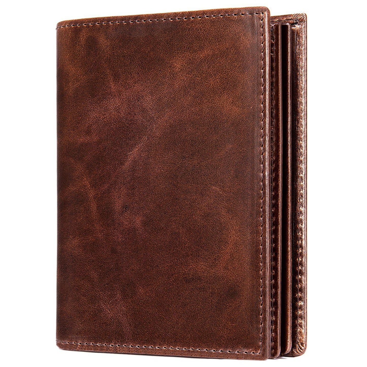 Men's Short Wallet Genuine Cowhide Leather RFID Anti-Theft Card Bag Retro Men's Wallet 