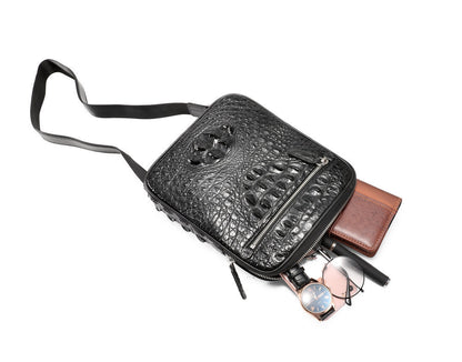 New Crocodile Skin Genuine Leather Men's Shoulder Bag Crossbody Business Commuting Casual Men's Bag 