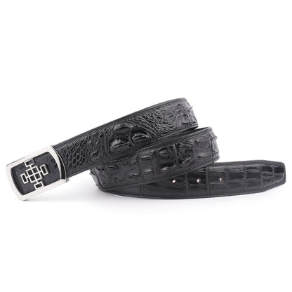 Crocodile Skin Men's Belt Fashion Plate Buckle Genuine Leather Men's Belt 