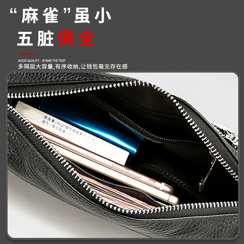 Men's Clutch Bag Large Capacity Cowhide Genuine Leather Business Fashion Handbag for Men 