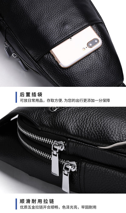 Men's bust bag genuine cowhide leather fashion casual crossbody bag 