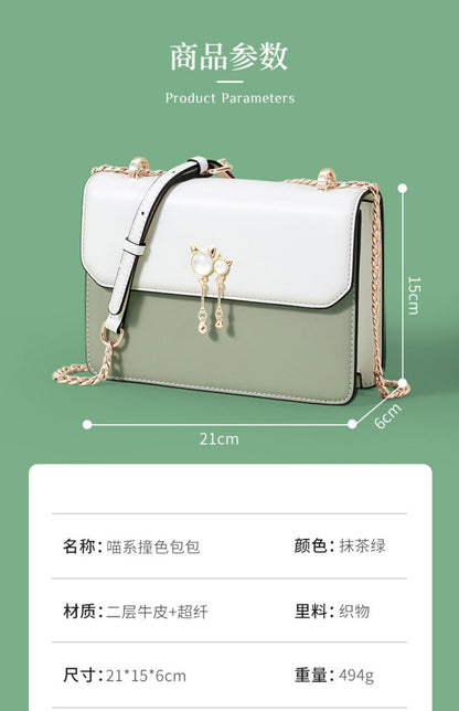 Women's Bag Luxury Shoulder Bag Pearl Chain Genuine Leather Fashion Shoulder Bag.Pochette