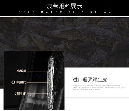 Taiwan Crocodile Skin Osteoderm Men's Belt Genuine Leather No Pieces Smooth Buckle Men Belt No Buckle 