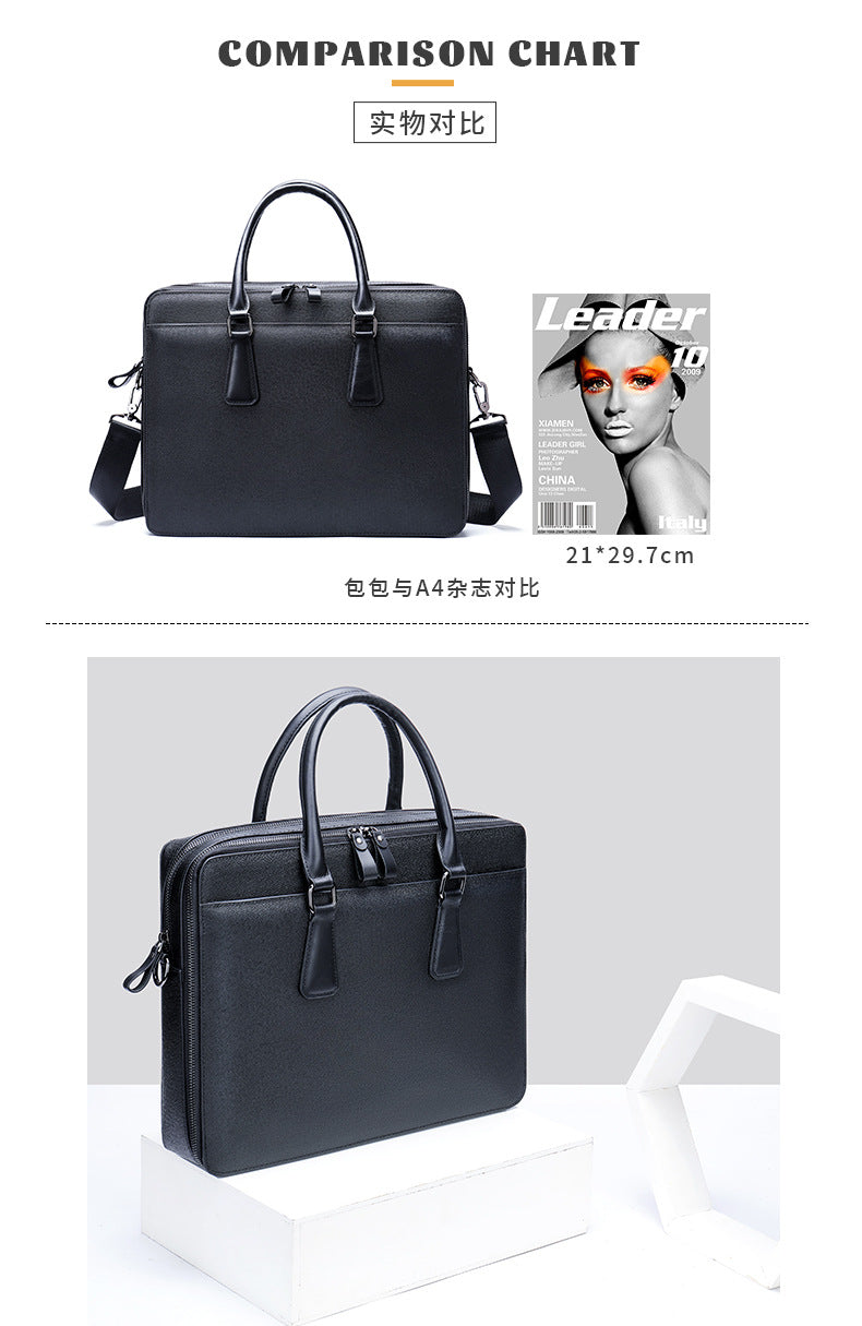 Men's handbag genuine cowhide leather office business commuting men's computer bag handbag 