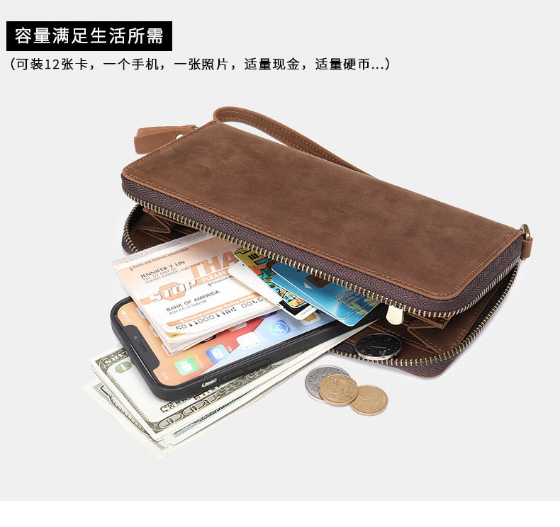 Men's Wallet Genuine Cow Leather Wallet Fashion Large Capacity Clutch Bag for Men 