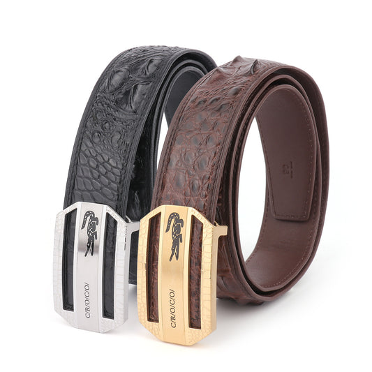 Men's Belt Siamese Crocodile Skin Genuine Leather Unjointed Casual Men's Belt 