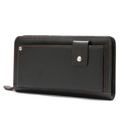 Men's long wallet cowhide clutch bag business casual fashion retro card holder men's wallet 