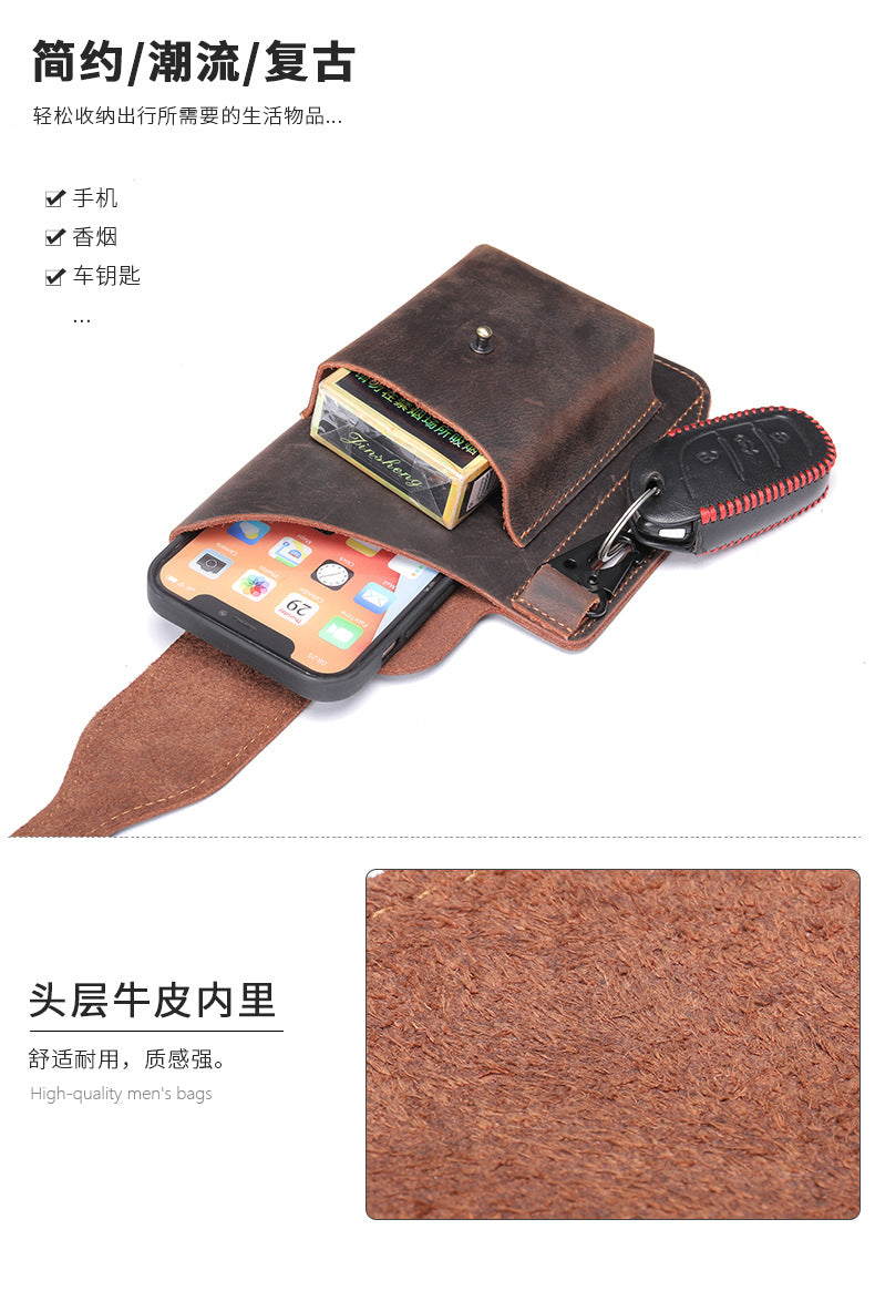 Men's waist bag cowhide sports lock bag for men 