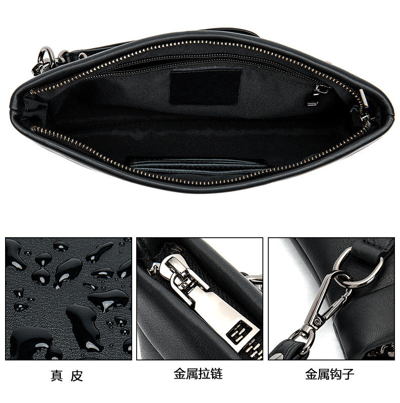 Men's clutch bag cowhide genuine leather Korean fashion business large capacity men's handbag 