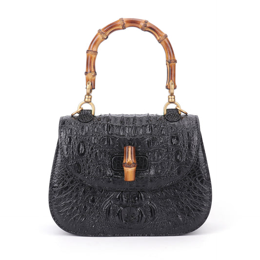 Crocodile leather women bag casual trend bamboo section bag shoulder bag handbag high quality