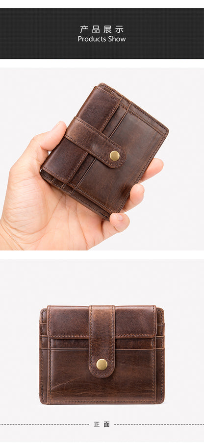 Men's Wallet Genuine Cow Leather Large Capacity Card Bag Retro Card Holder Men's Wallet 