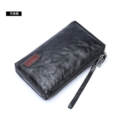 Men's Clutch Bag Genuine Cowhide Leather Quality Fashion Men's Wrist Bag Handbag