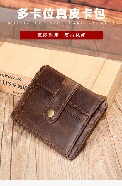 Men's Wallet Genuine Cow Leather Large Capacity Card Bag Retro Card Holder Men's Wallet 