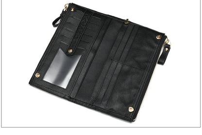 Men's long wallet made of genuine cowhide leather OL commuting large capacity zipper clutch bag 