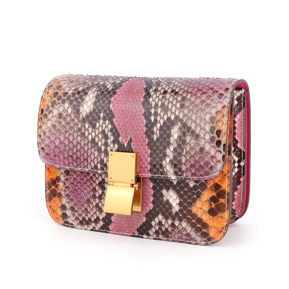 Python leather women's bag cross small square bag crossbody bag fashion trend