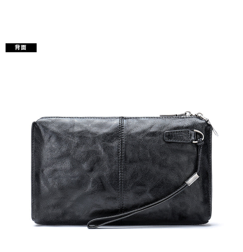 Men's Clutch Bag Genuine Cowhide Leather Quality Fashion Men's Wrist Bag Handbag