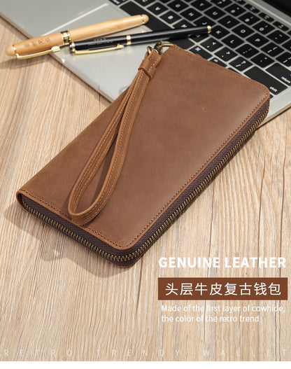 Men's Wallet Genuine Cow Leather Wallet Fashion Large Capacity Clutch Bag for Men 