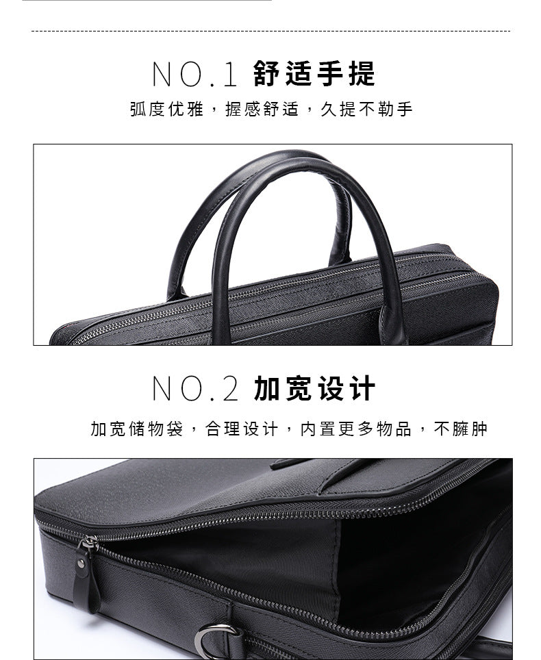 Men's handbag genuine cowhide leather office business commuting men's computer bag handbag 