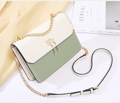 Women's Bag Luxury Shoulder Bag Pearl Chain Genuine Leather Fashion Shoulder Bag.Pochette