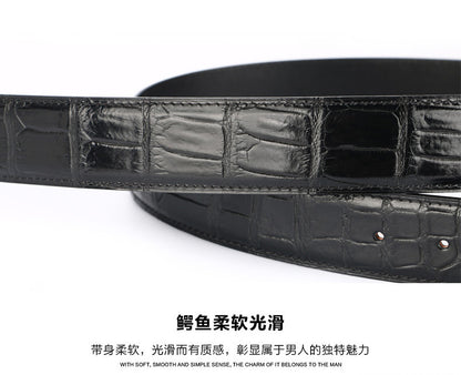 Crocodile skin belly skin without buckle men's belt genuine leather without splicing business casual plate buckle needle buckle men belt without buckle 