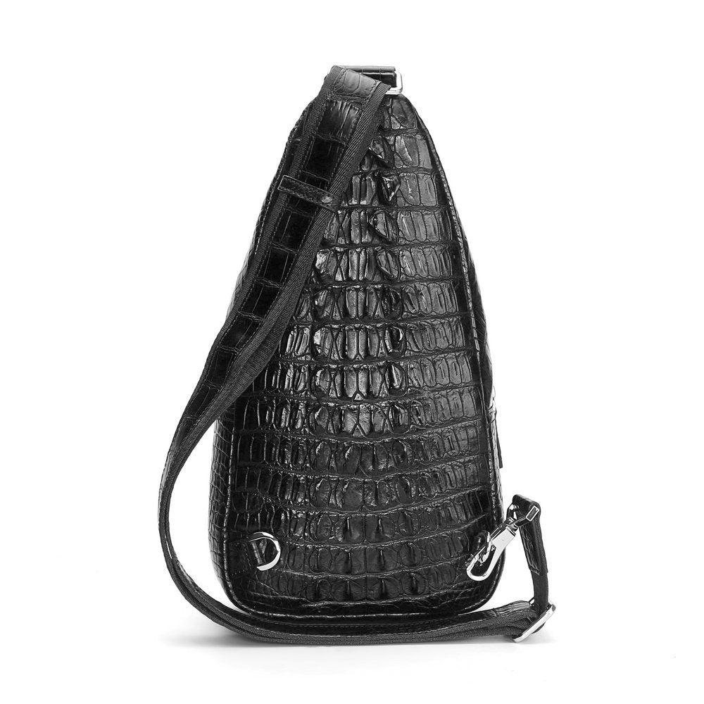 Men's Bust Bag Crocodile Skin Genuine Leather Large Capacity Outdoor Sports Backpack Casual Fashion Waist Pouch 