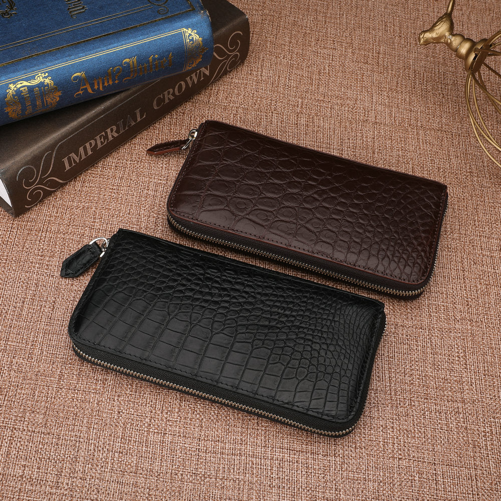 Matte Crocodile Belly Skin Genuine Leather Long Wallet High Quality Men's Wallet Men's Handbag