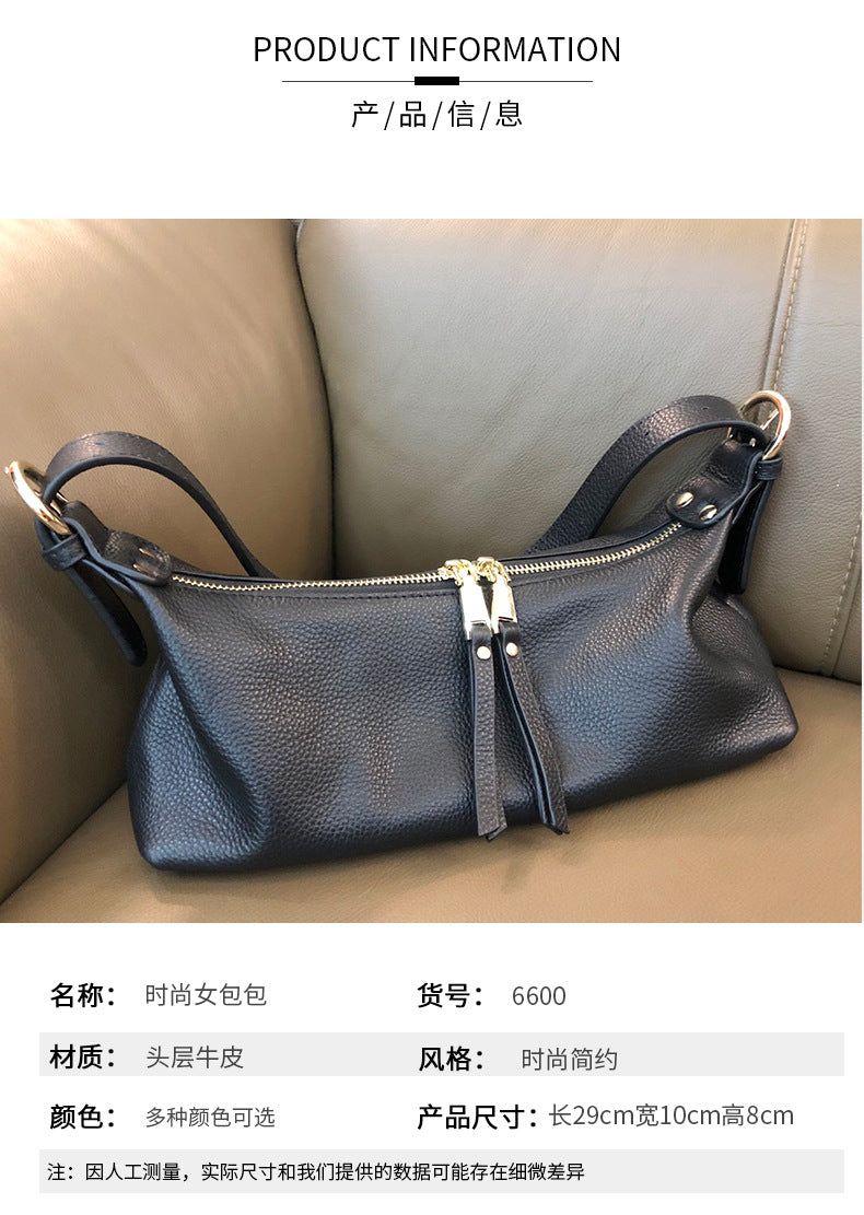 Cowhide bag armpit bag retro shoulder bag women trendy diagonal shoulder bag fashion