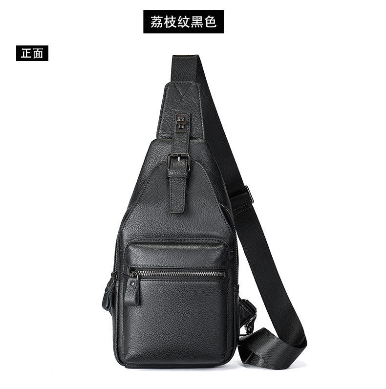 Men's bust bag cowhide genuine leather sports casual crossbody bag 