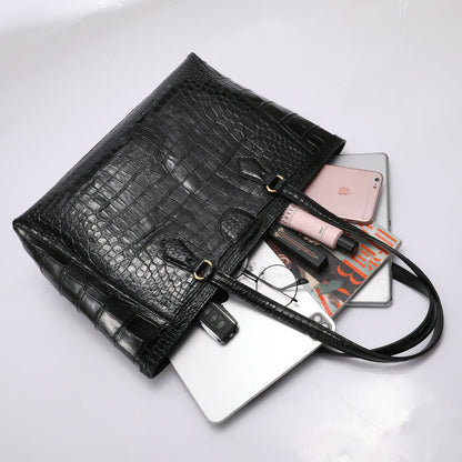 Big ladies bag crocodile skin bag genuine leather bag fashion large capacity armpit bag shoulder bag