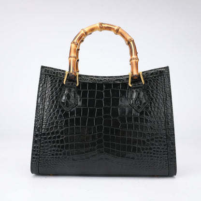 Women's Bag Siamese Crocodile Skin Genuine Leather Bag Bamboo Bush Bag Fashion Trend Large Capacity Women's Bag