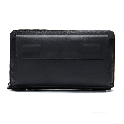 Men's long wallet card holder RFID anti-theft brush cowhide genuine leather zipper men's wallet 