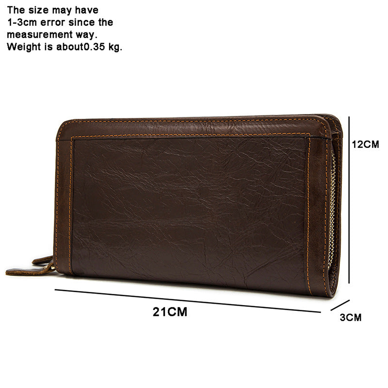 Men's long wallet genuine cowhide leather clutch bag business multifunctional zipper men's wallet 