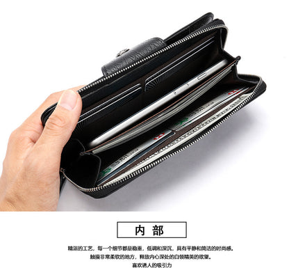 Men's long wallet made of cowhide genuine leather business simple card holder clutch bag men's wallet 