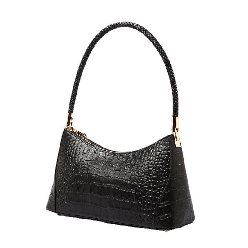 Genuine leather ladies one shoulder armpit bag luxury crocodile pattern cowhide shoulder bag goes with anything