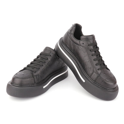 Men's Ostrich Skin Sneakers Genuine Leather Fashion Casual Shoes 