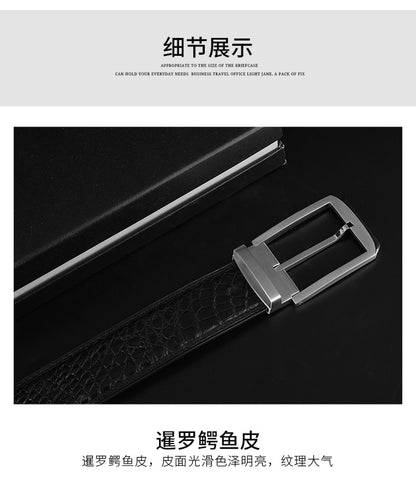 Men's Belt Crocodile Skin Genuine Leather Needle Buckle Casual Men's Belt 