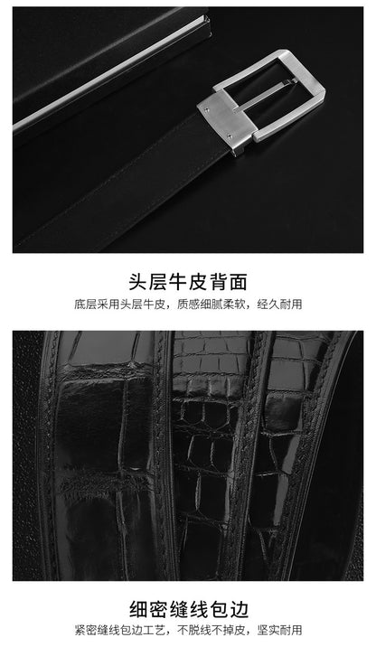 Men's Belt Crocodile Skin Genuine Leather Needle Buckle Casual Men's Belt 