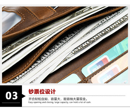 Men's long wallet handmade retro clutch bag coin holder wallet for men 