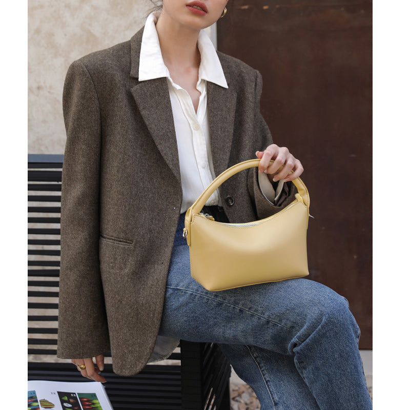 Ladies temperament genuine leather handbag simple commuting crossbody bag female cowhide shoulder bag