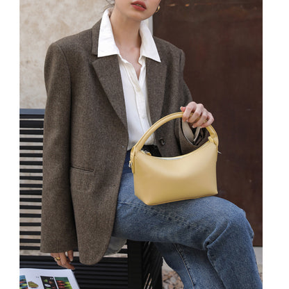 Ladies temperament genuine leather handbag simple commuting crossbody bag female cowhide shoulder bag