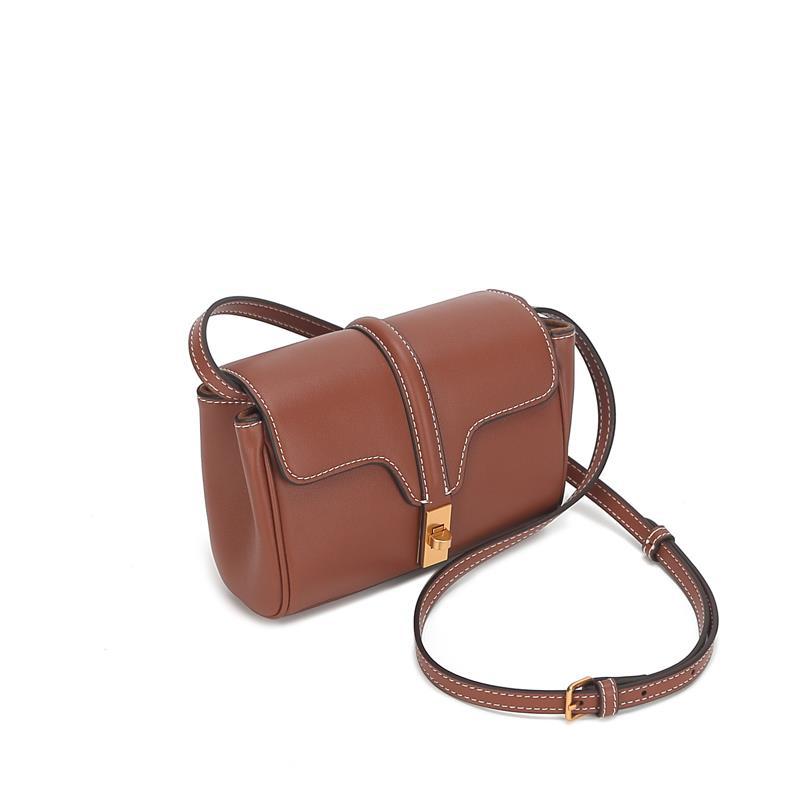 Retro style genuine leather women's bag Pure color shoulder bag crossbody bag Goes with anything