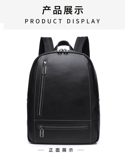 Men's backpack made of genuine cowhide leather, large capacity, multi-functional, business casual, fashion, computer bag 