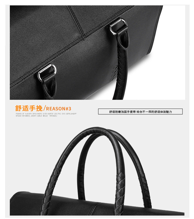 Men's Handbag Genuine Leather Cowhide Fashion Business Large Capacity Business Briefcase Computer Bag Hand-knitted Men's Handbag 