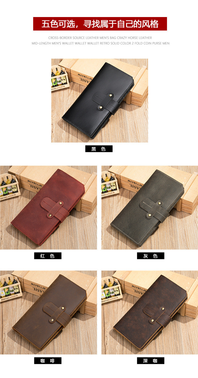 Men's long wallet made of cowhide genuine leather RFID anti-theft brush large capacity card bag for men 